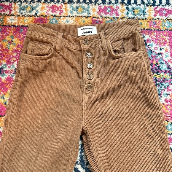 Reformation Jeans Cynthia Button Fly High Rise Corduroy Pants In Clay Size 25 - Picture 3 of 10
